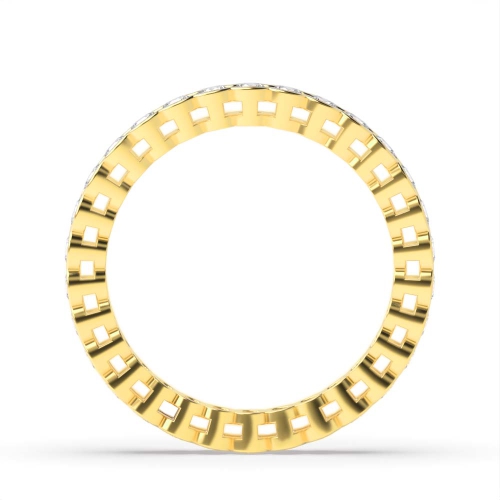 Bezel Setting Round Yellow Gold Half bezel Eternity Diamond Rings