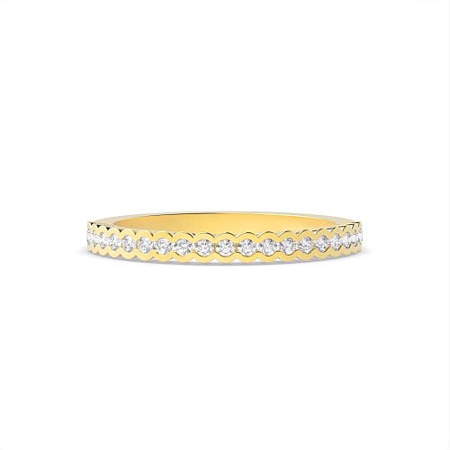 Bezel Setting Round Yellow Gold Starlight mosaic Eternity Diamond Rings