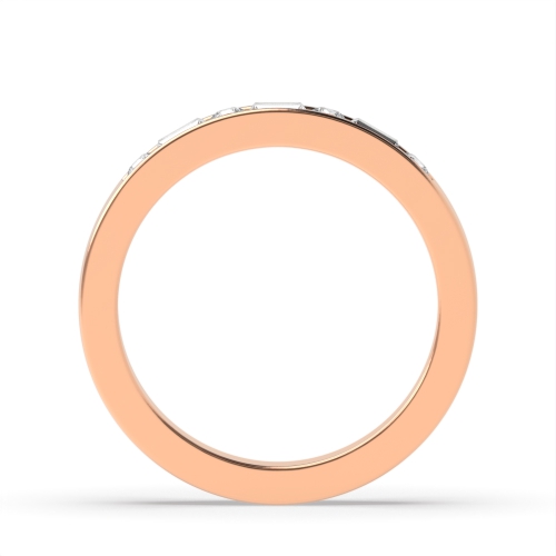 Channel Setting Round/Baguette Rose Gold Alternate Eternity Diamond Rings