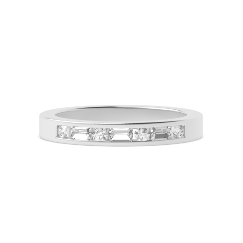 Channel Setting Round/Baguette Unique Half Eternity Diamond Ring