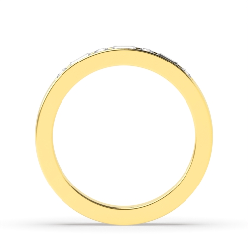 Channel Setting Round/Baguette Yellow Gold Alternate Eternity Diamond Rings