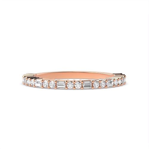 4 Prong Round/Baguette Rose Gold Round and baguette alternate Eternity Diamond Rings