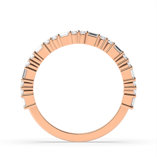 4 Prong Round/Baguette Rose Gold Round and baguette alternate Eternity Diamond Rings