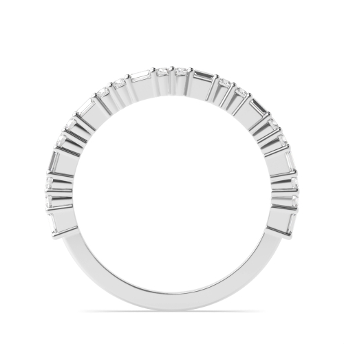 4 Prong Round/Baguette Unique Half Eternity Diamond Ring