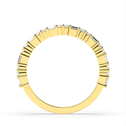 4 Prong Round/Baguette Yellow Gold Round and baguette alternate Eternity Diamond Rings