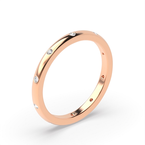 Flush Setting Round Rose Gold Court shaped Full Eternity Diamond Rings