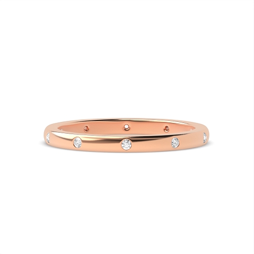 Flush Setting Round Rose Gold Court shaped Full Eternity Diamond Rings
