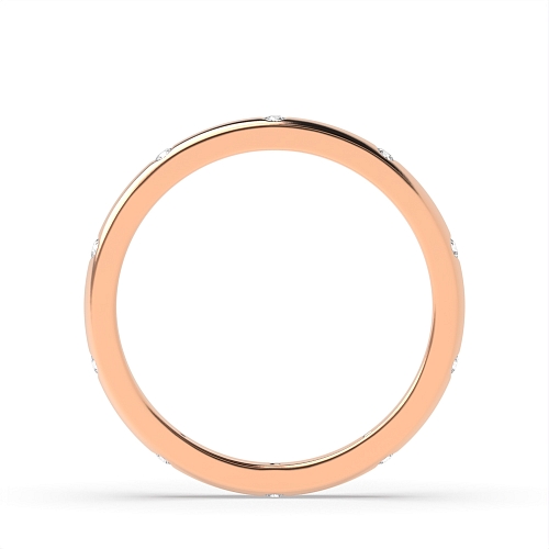 Flush Setting Round Rose Gold Court shaped Full Eternity Diamond Rings