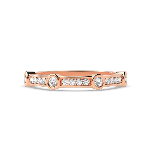 Pave Setting Round Rose Gold Unique bezel set Diamond Rings