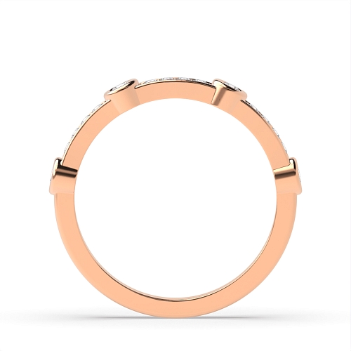 Pave Setting Round Rose Gold Unique bezel set Diamond Rings