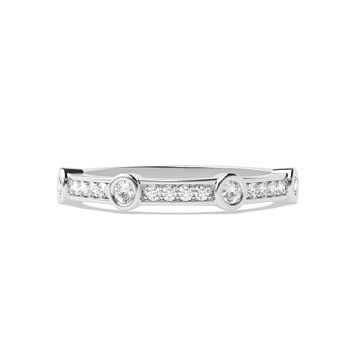 Pave Setting Round White Gold Unique bezel set Diamond Rings