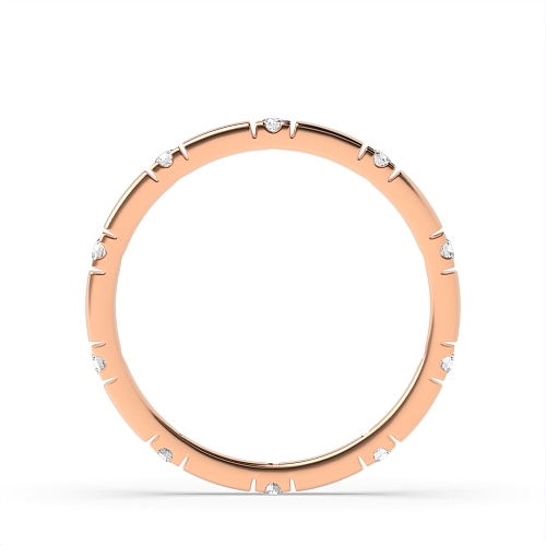 4 Prong Round Rose Gold Court profilled Full Eternity Diamond Rings