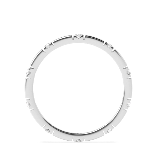 4 Prong Round White Gold Court profilled Full Eternity Diamond Rings