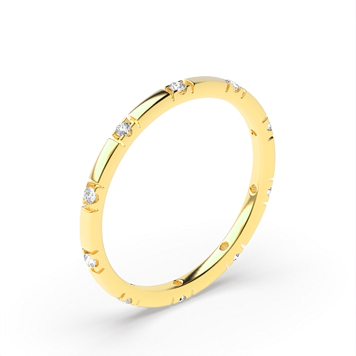 4 Prong Round Yellow Gold Court profilled Diamond Rings