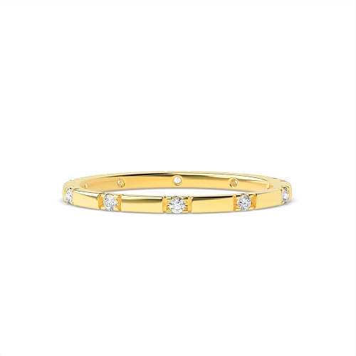 4 Prong Round Yellow Gold Court profilled Diamond Rings