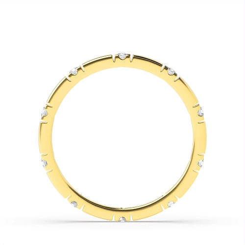 4 Prong Round Yellow Gold Court profilled Diamond Rings