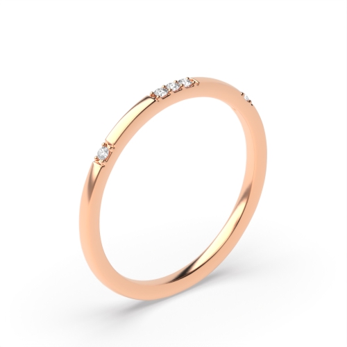 Pave Setting Round Rose Gold Petit Diamond Rings