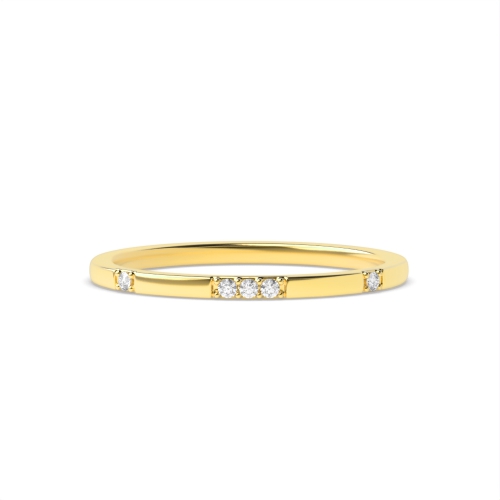 Pave Setting Round Yellow Gold Petit Band Diamond Rings