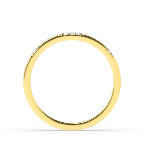 Pave Setting Round Yellow Gold Petit Band Diamond Rings