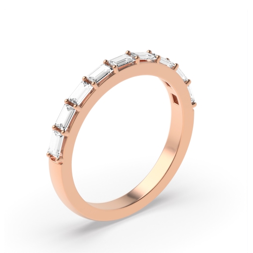 4 Prong Baguette Rose Gold Half Eternity Diamond Ring