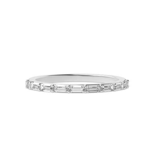 4 Prong Baguette Horizontal Naturally Mined Half Eternity Diamond Ring