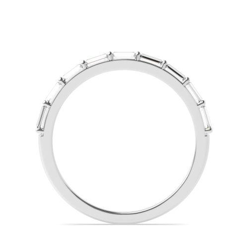 4 Prong Baguette Horizontal Moissanite Half Eternity Diamond Ring