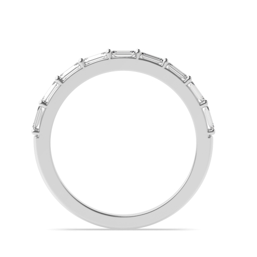 4 Prong Baguette Silver Half Eternity Diamond Ring