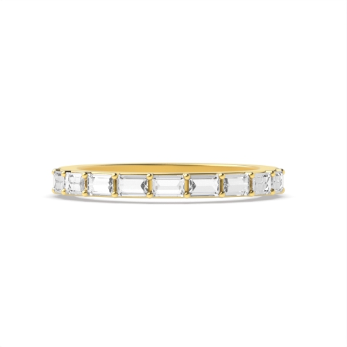 4 Prong Baguette Yellow Gold Half Eternity Diamond Ring