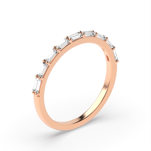 4 Prong Baguette Rose Gold Shared prongs Eternity Diamond Rings