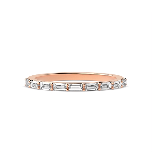 4 Prong Baguette Rose Gold Shared prongs Eternity Diamond Rings