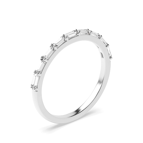 4 Prong Baguette shared prongs Half Eternity Diamond Ring