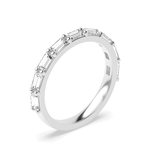 4 Prong Baguette White Gold shared prongs Half Eternity Diamond Ring