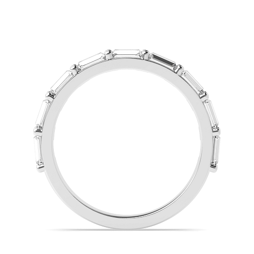 4 Prong Baguette White Gold shared prongs Half Eternity Diamond Ring