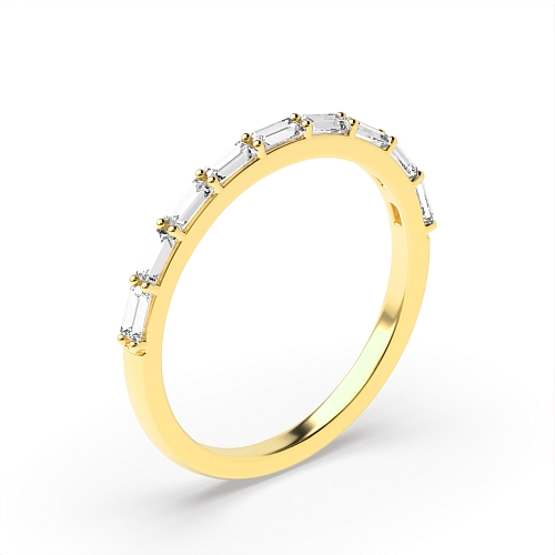 4 Prong Baguette Yellow Gold Shared prongs Diamond Rings