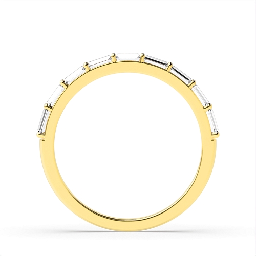 4 Prong Baguette Yellow Gold Shared prongs Diamond Rings