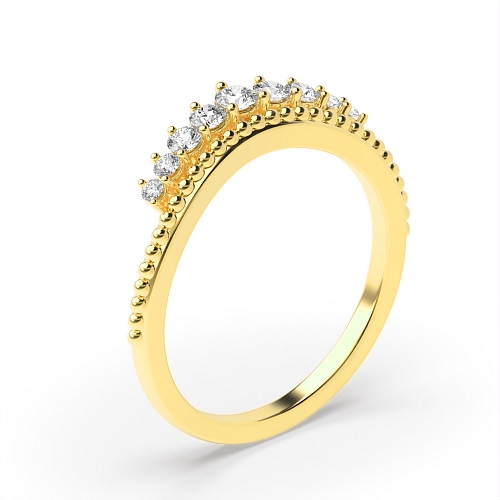 3 Prong Round Yellow Gold Crown Eternity Diamond Rings