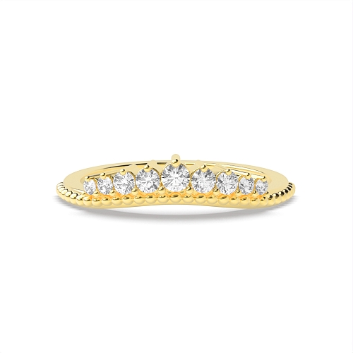 3 Prong Round Yellow Gold Crown Eternity Diamond Rings