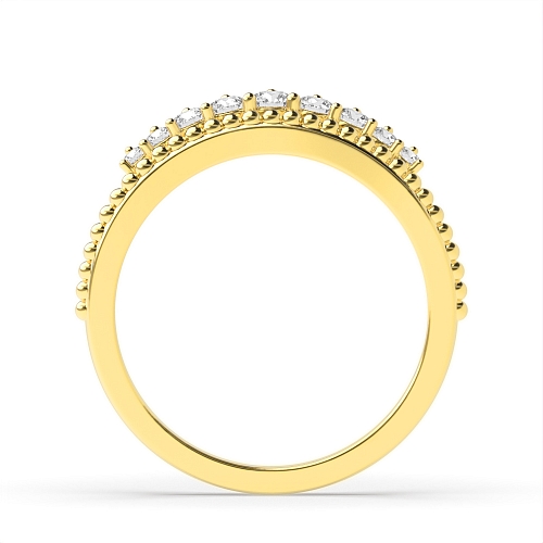 3 Prong Round Yellow Gold Crown Eternity Diamond Rings