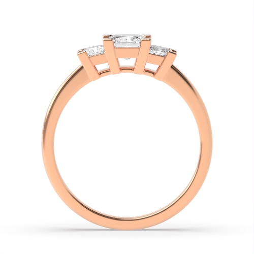 4 Prong Princess Rose Gold Corner claws Trilogy Engagement Rings