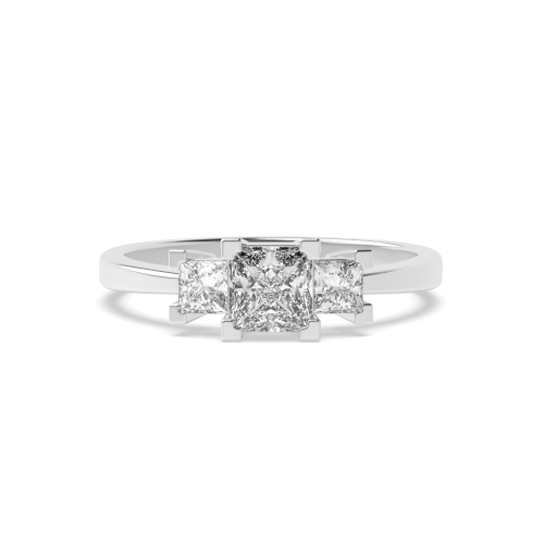 4 Prong Princess Corner claws Naturally Mined Diamond Trilogy Engagement Rings