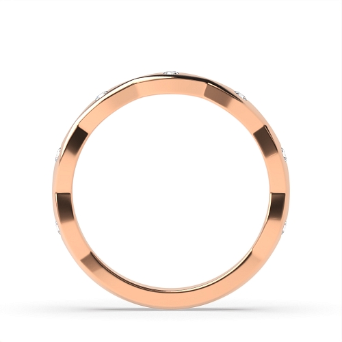 Bezel Setting Round Rose Gold Modern wave Diamond Rings