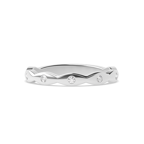 Bezel Setting Round Modern wave Half Eternity Diamond Rings