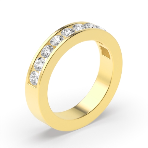 Channel Setting Round Yellow Gold Half Eternity Engagement Rings
