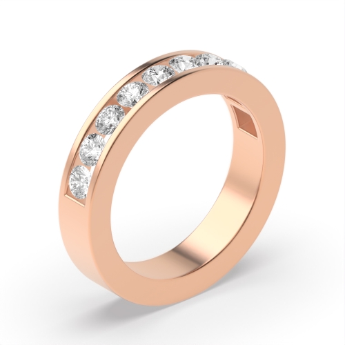 Channel Setting Round Rose Gold Twilight essence Eternity Engagement Rings