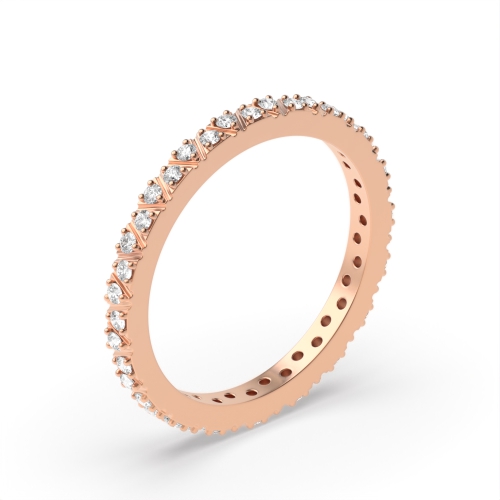 3 Prong Round Rose Gold Ether bands Eternity Engagement Rings