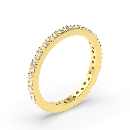 3 Prong Round Yellow Gold Ether bands Eternity Engagement Rings