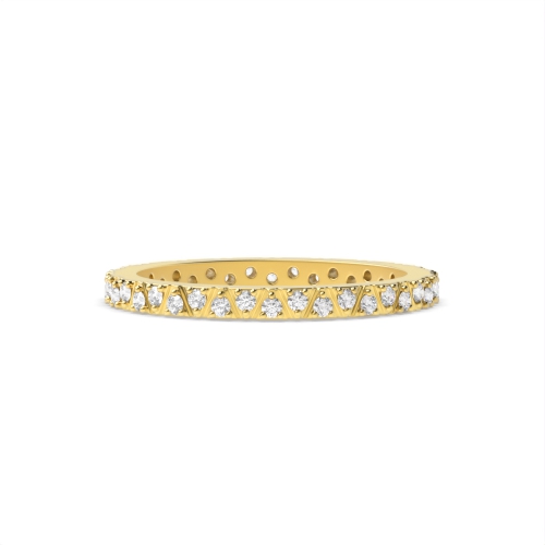 3 Prong Round Yellow Gold Ether bands Eternity Engagement Rings