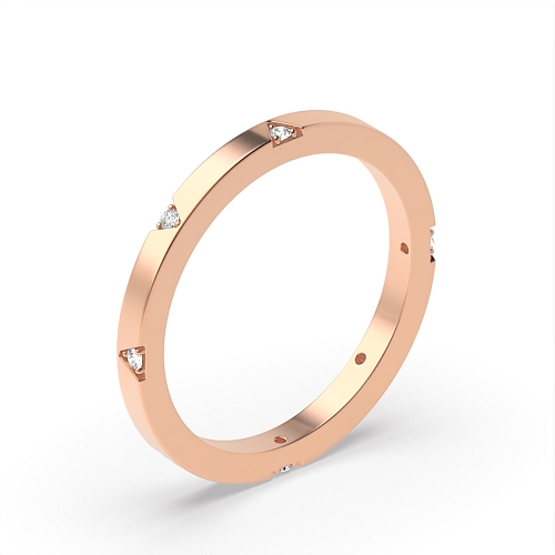 Channel Setting Round Rose Gold Ethereal Eternity Diamond Rings