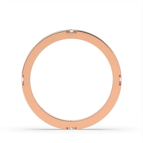 Channel Setting Round Rose Gold Ethereal Eternity Diamond Rings