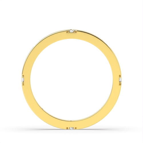 Channel Setting Round Yellow Gold Ethereal Eternity Diamond Rings
